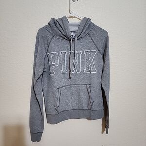 Victorias Secret PINK Grey Pullover Hoodie Stiched Logo Women's Medium.